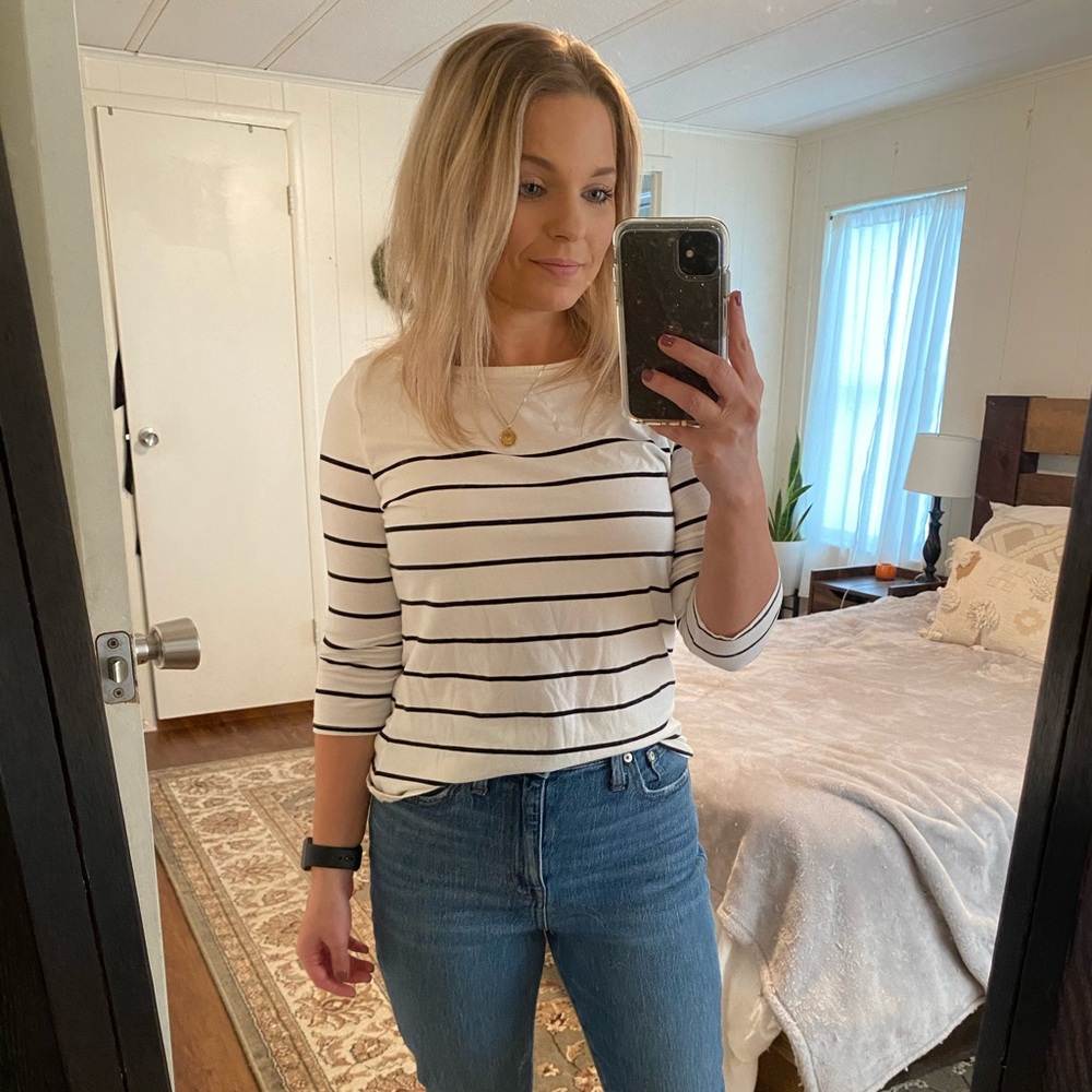 A new day striped tee